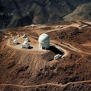 Aerial view of Cerro Tololo Inter-American Observatory in Chile